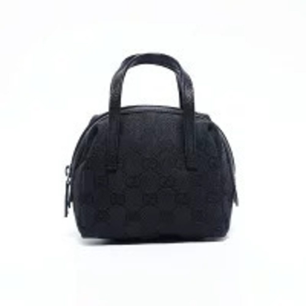 Gucci Black Handbag Boston GG Clutch Canvas